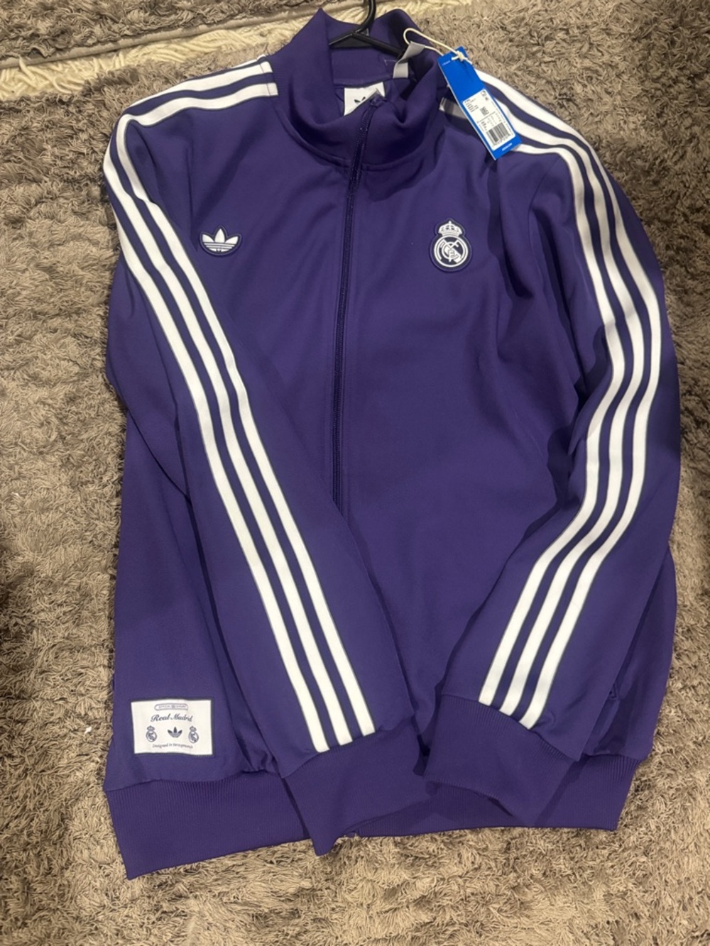 adidas Purple Track Jacket with White Stripes